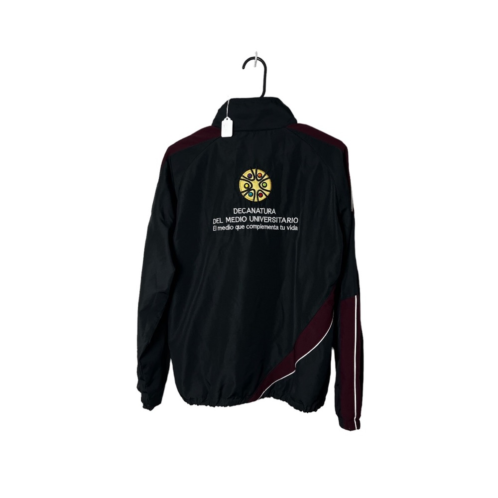 Spanish university burgandy black zip up